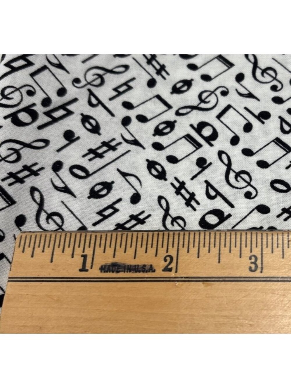 Musical Notes Fabric Cotton 16x44" Black Notes on White JoAnn Craft - Picture 3 of 14